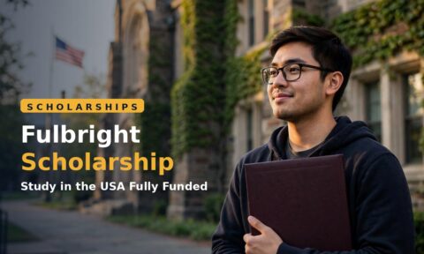 Fulbright scholarship graduate standing on a United States university campus