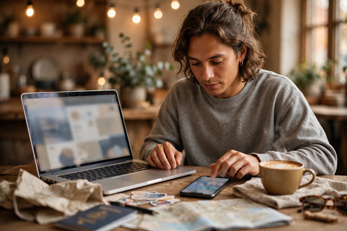 Traveller applying for a Dubai visa online on a laptop and phone